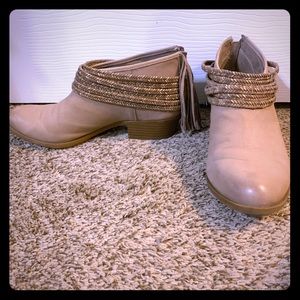BCBG fringe booties